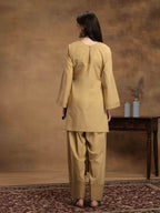 Navdana Beige Fullsleeves Kurti & Farshi Salwar Set-ZEENAT