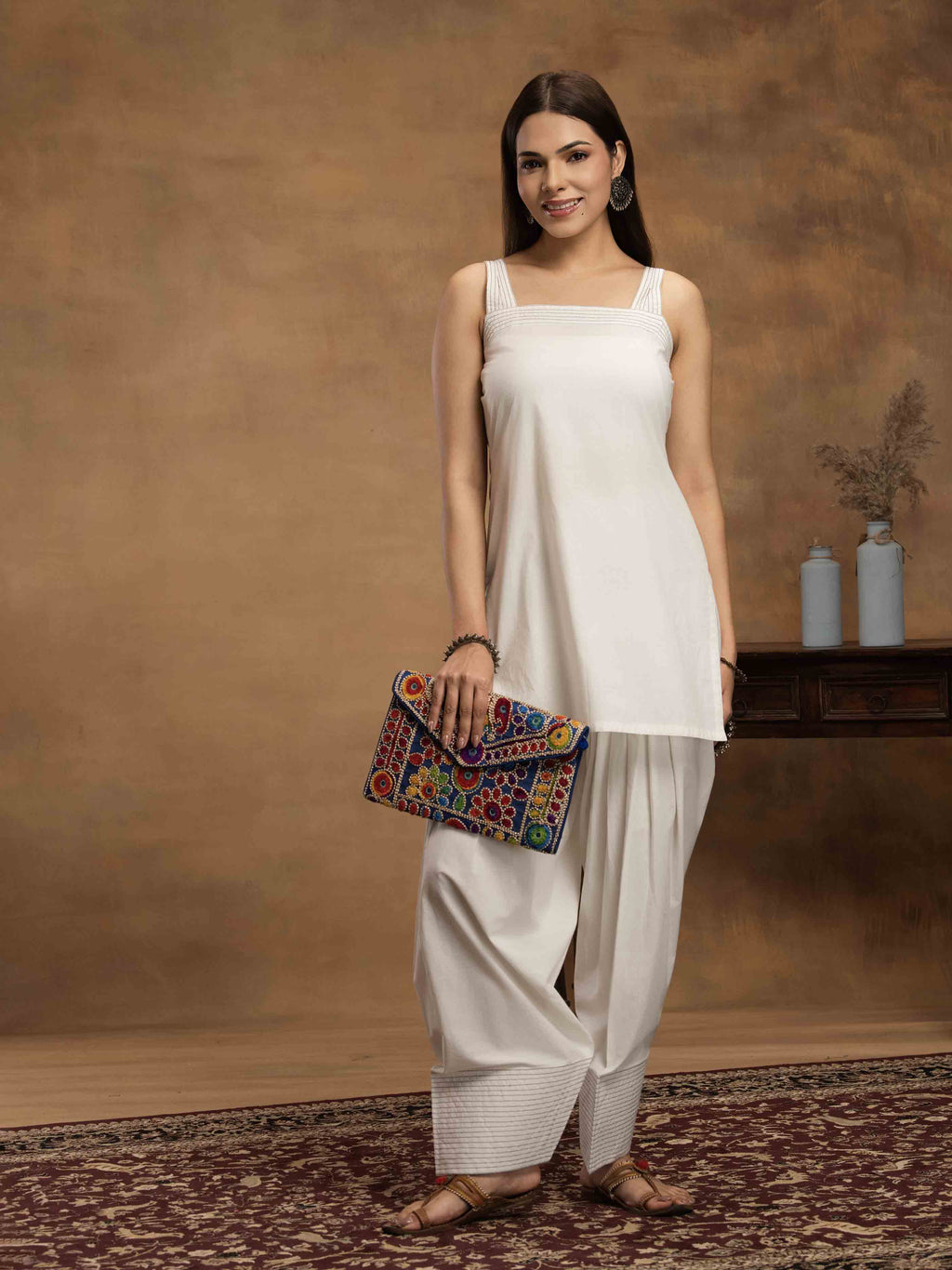 Navdana Sleeveless Kurti & Farshi Salwar Set- CHANDANI