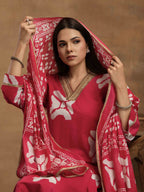 Navdana Pink Tie & Dye Cotton Anarkali Kurta Set with Dupatta - HUSNA