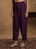 Navdana Oversized Bandhej Print Purple Co-ord Set with Pants - ROOHANI