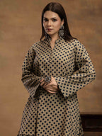 Navdana Blue Polka Beige Full Sleeves Kurti and Afghani Pants Co-ord Set-IRA
