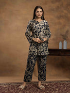 Navdana Blue & Beige Floral Kurta Set with Abstract Print Pants - ZIYA