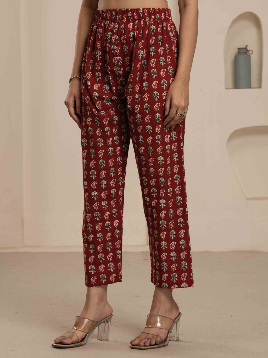 Navdana Red Paisley Print Shirt and Trouser Lounge Set - FIZA
