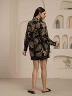 Navdana Black Co-ord Set with Maple Motif (2 Piece Set) - MAPLE