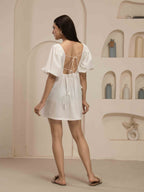 Navdana White Short Tie-Back Dress - Moon
