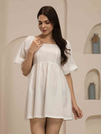 Navdana White Short Tie-Back Dress - Moon