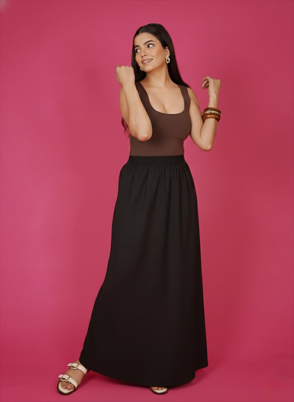 Navdana Black Cotton Everyday Maxi Skirt – Nisha