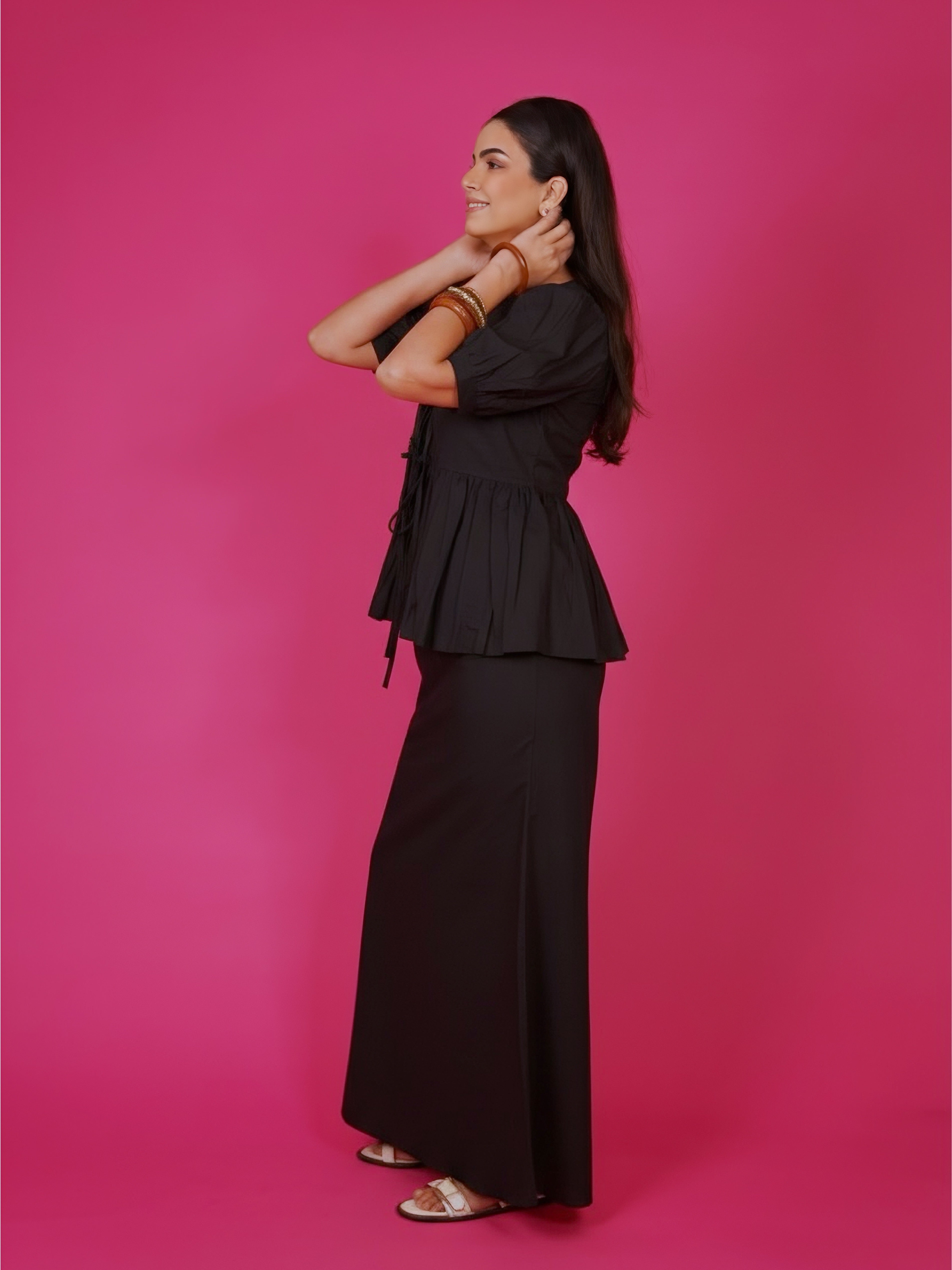 Navdana Black Front Tie Top & Maxi Skirt Set – Monaco