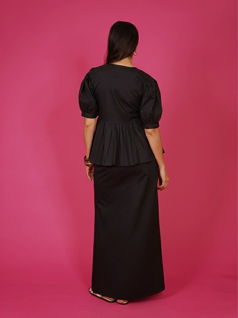 Navdana Black Front Tie Top & Maxi Skirt Set – Monaco