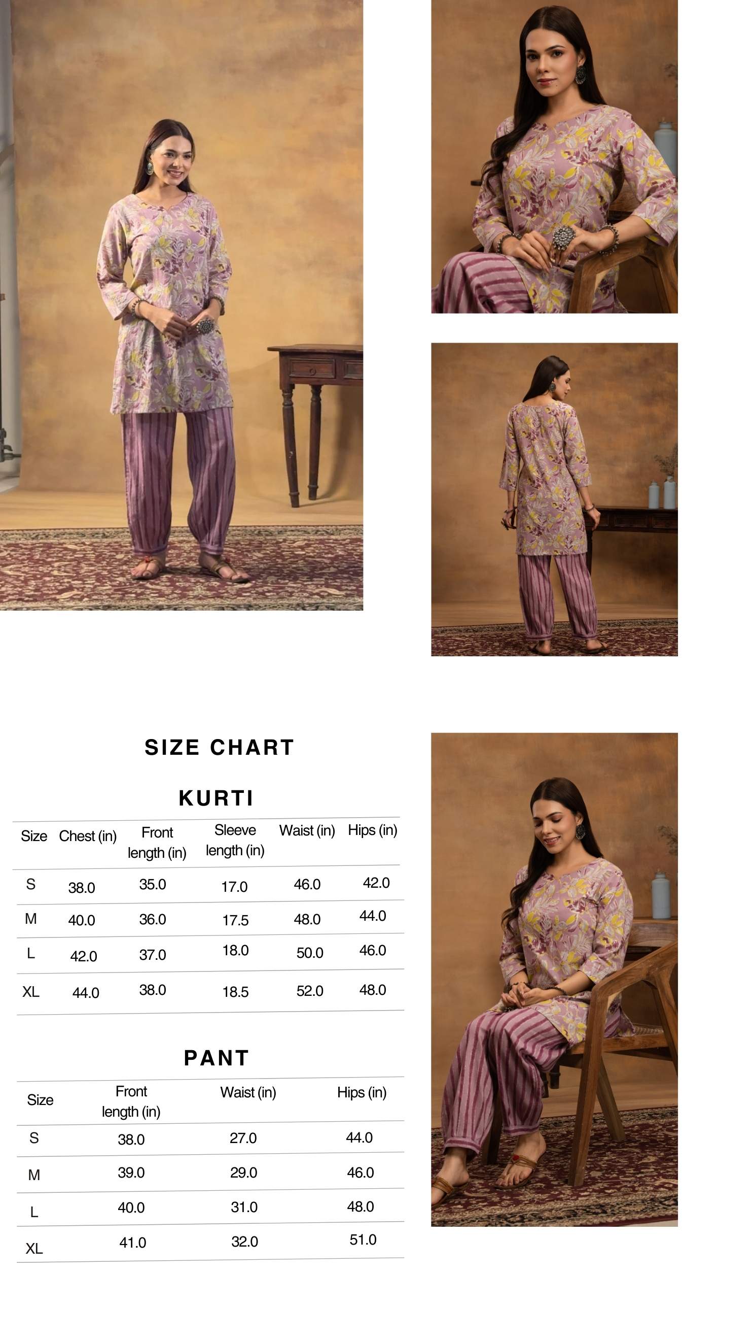 Navdana Light Purple Floral Co-ord Set with Afghani Style Trousers - TARANG