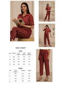 Navdana Red Paisley Print Shirt and Trouser Lounge Set - FIZA