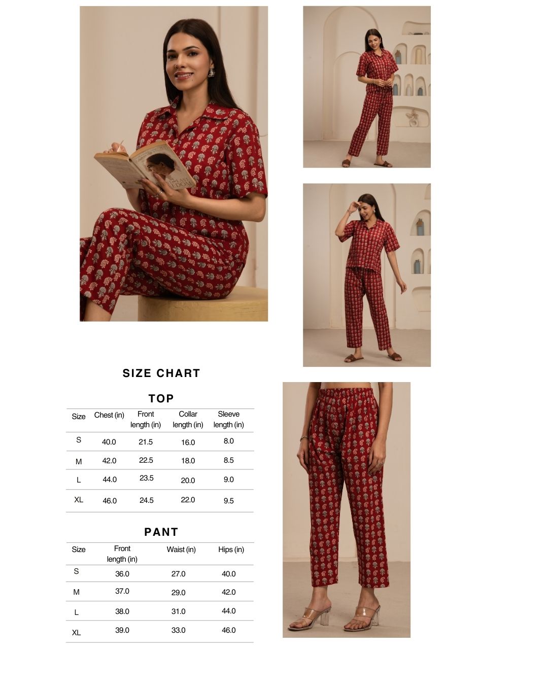 Navdana Red Paisley Print Shirt and Trouser Lounge Set - FIZA