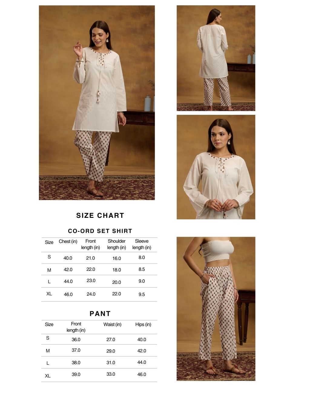 Navdana White Kurti With Red Jaipuri Print Pants Set - NAAZ