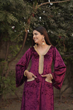 Navdana Pink Velvet Co-ord Set with Kiran Lace - RITU