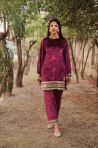 Navdana Pink Velvet Mirror Kurta with Pants - JUHI