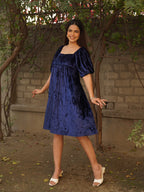 Navdana Velvet Back Tie-Up Blue Midi Dress – Bubbles