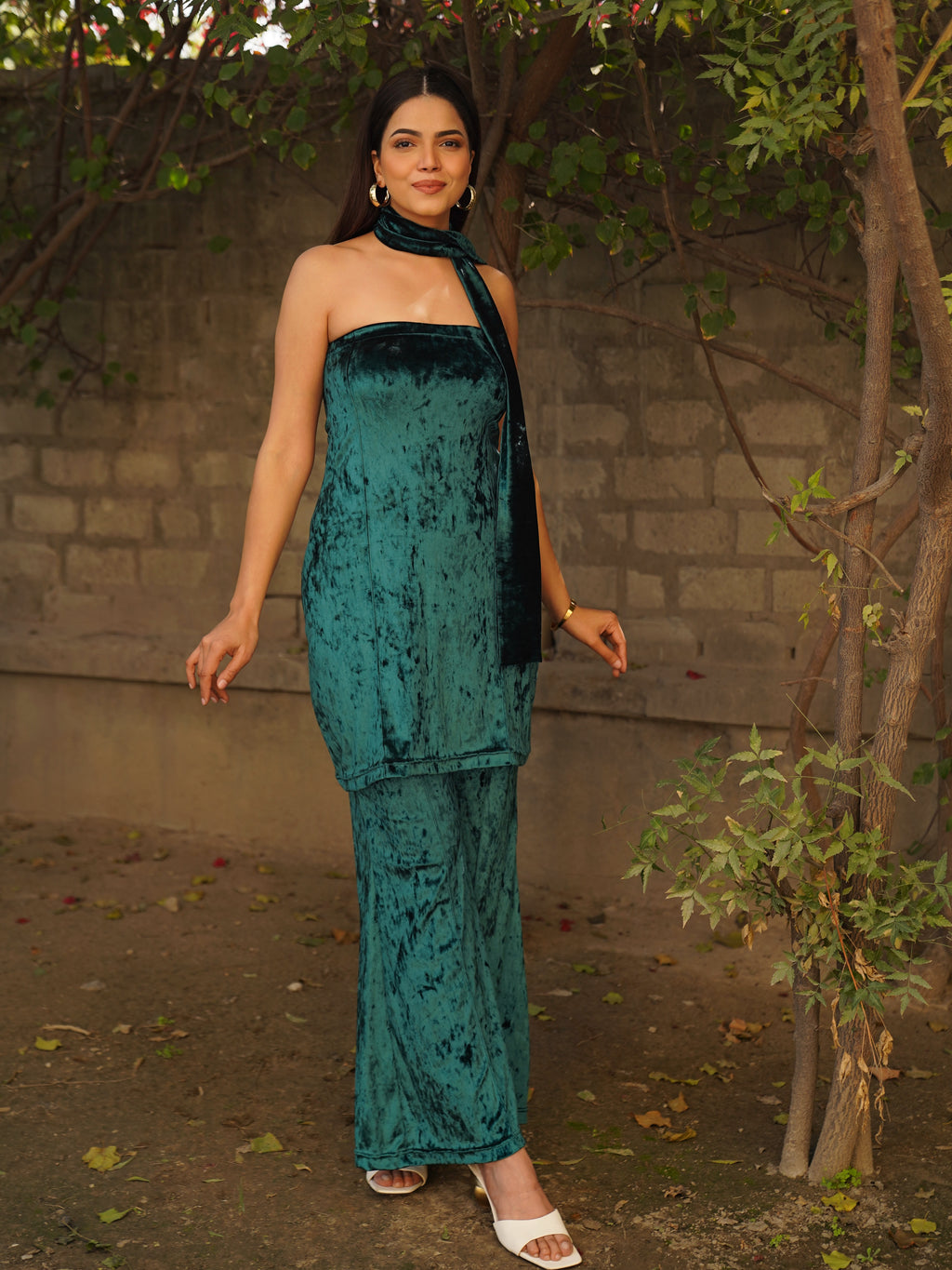 Navdana Velvet Tube Tunic & Flared Pants Set – Bebo