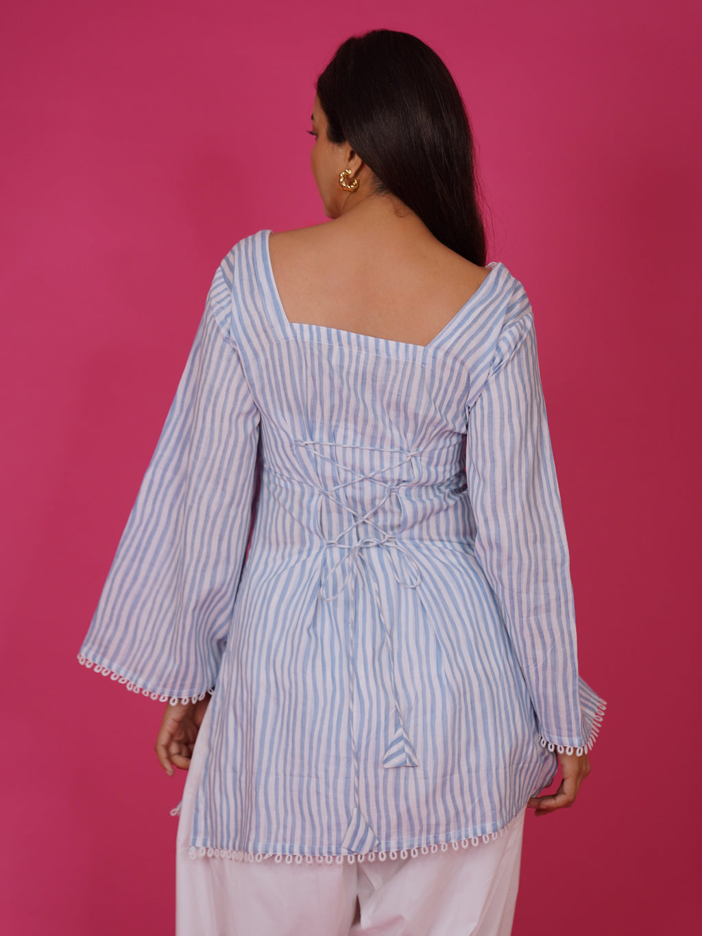 Navdana Striped Corset Back Cotton Kurti – Jhalak