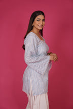 Navdana Striped Corset Back Cotton Kurti – Jhalak