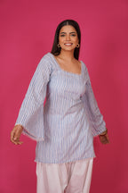 Navdana Striped Corset Back Cotton Kurti – Jhalak