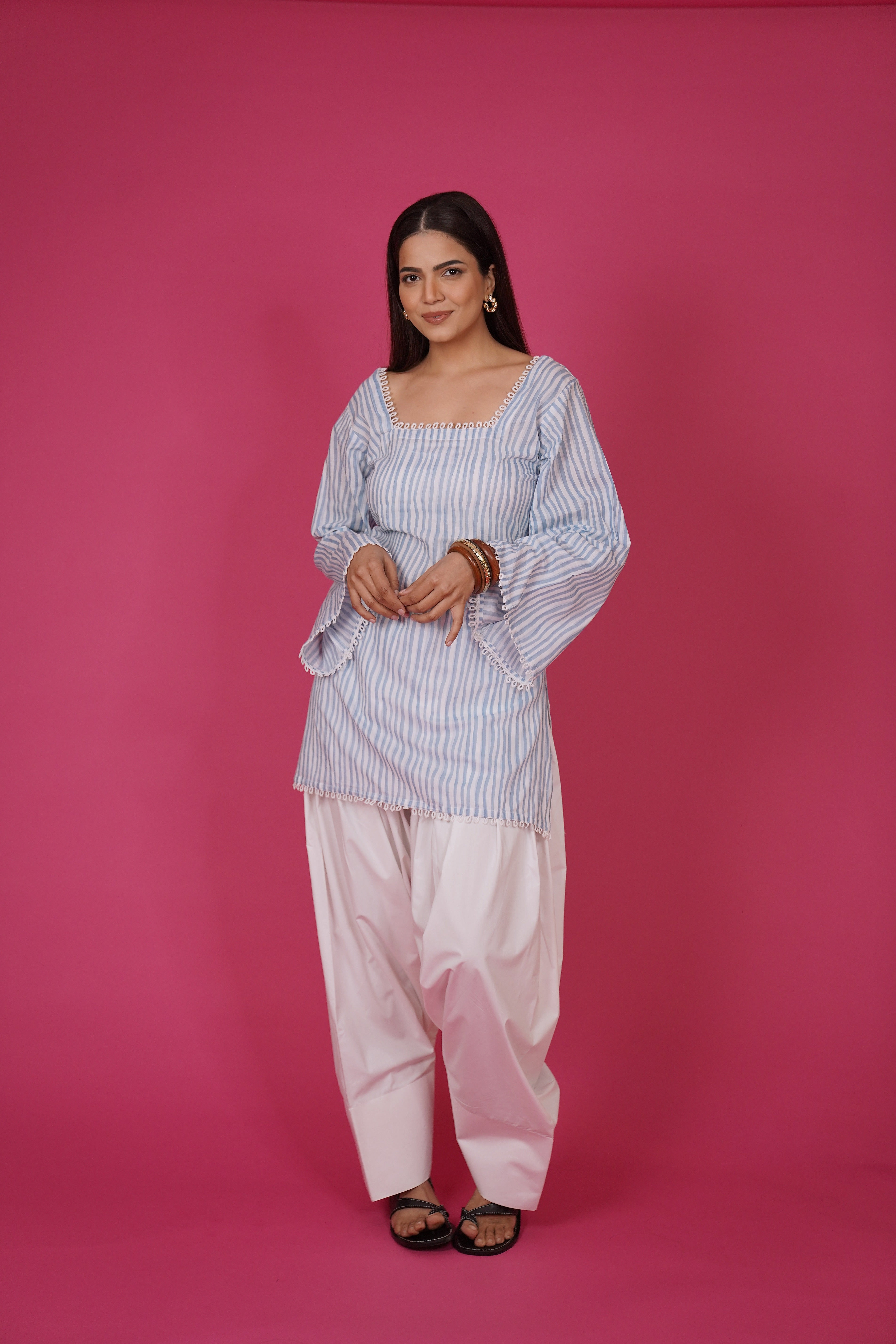 Navdana Striped Corset Back Cotton Kurti – Jhalak