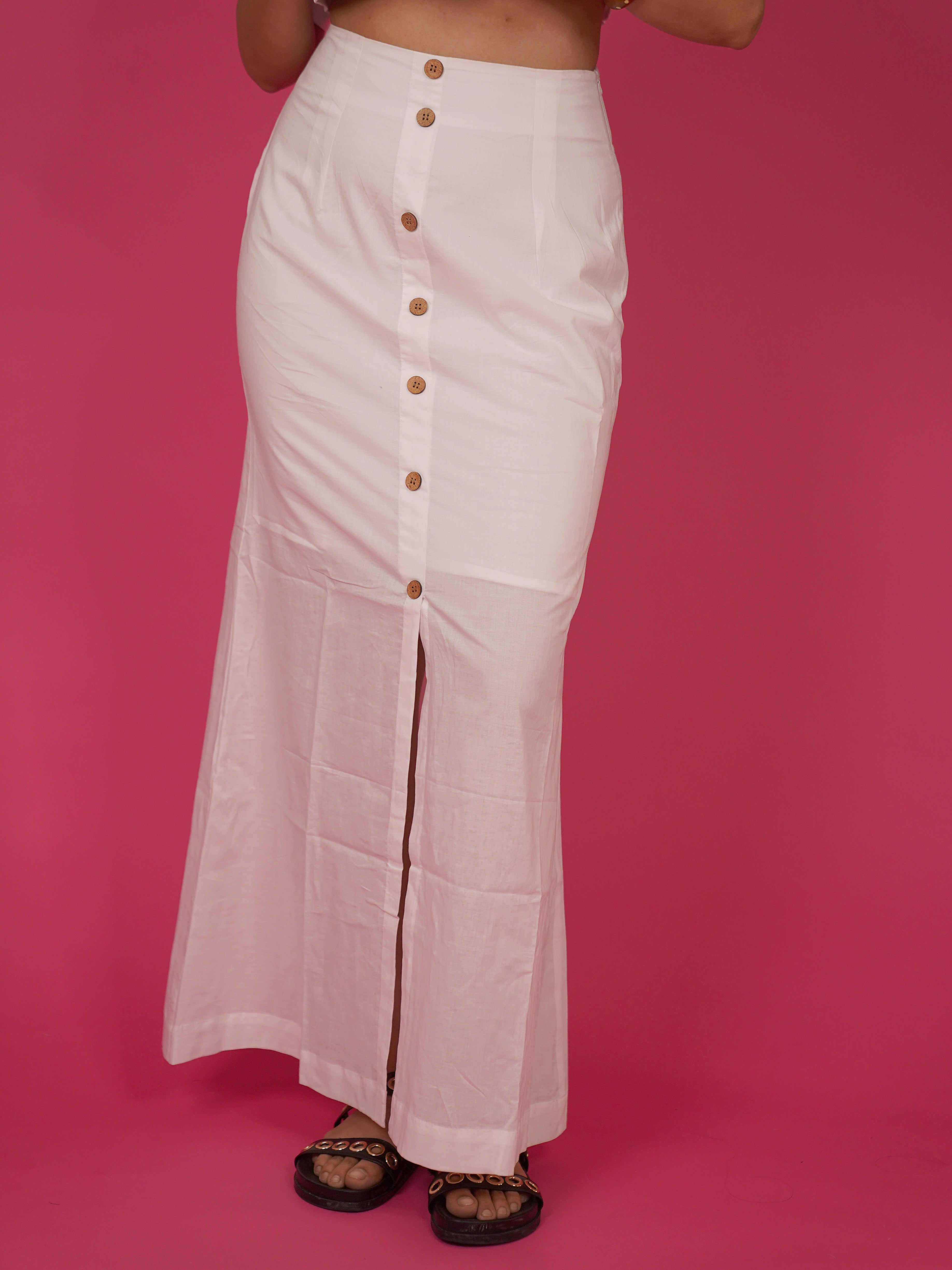 Navdana White Cotton Everyday Maxi Skirt – Jasmine