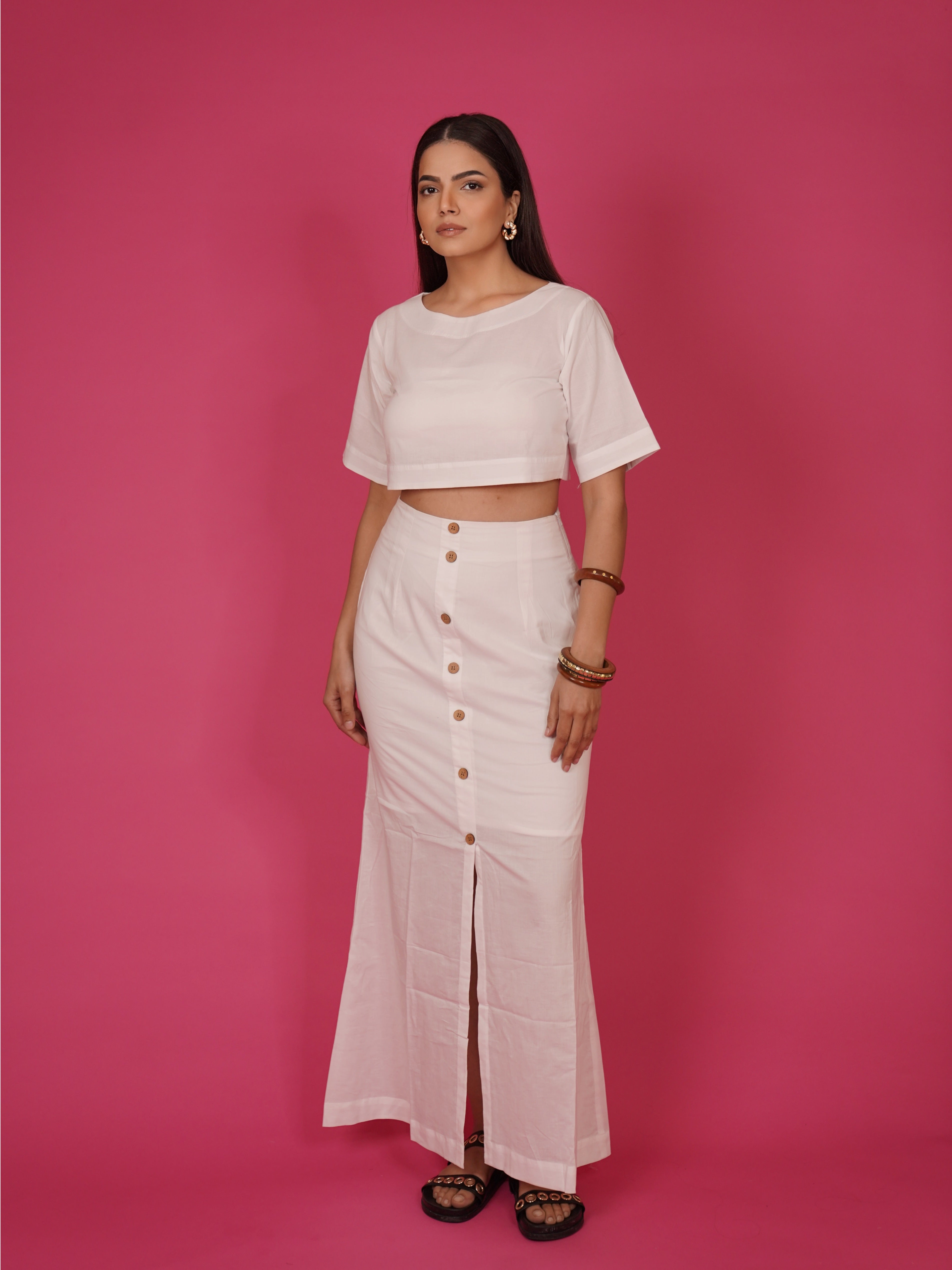 Navdana White Cotton Everyday Maxi Skirt – Jasmine