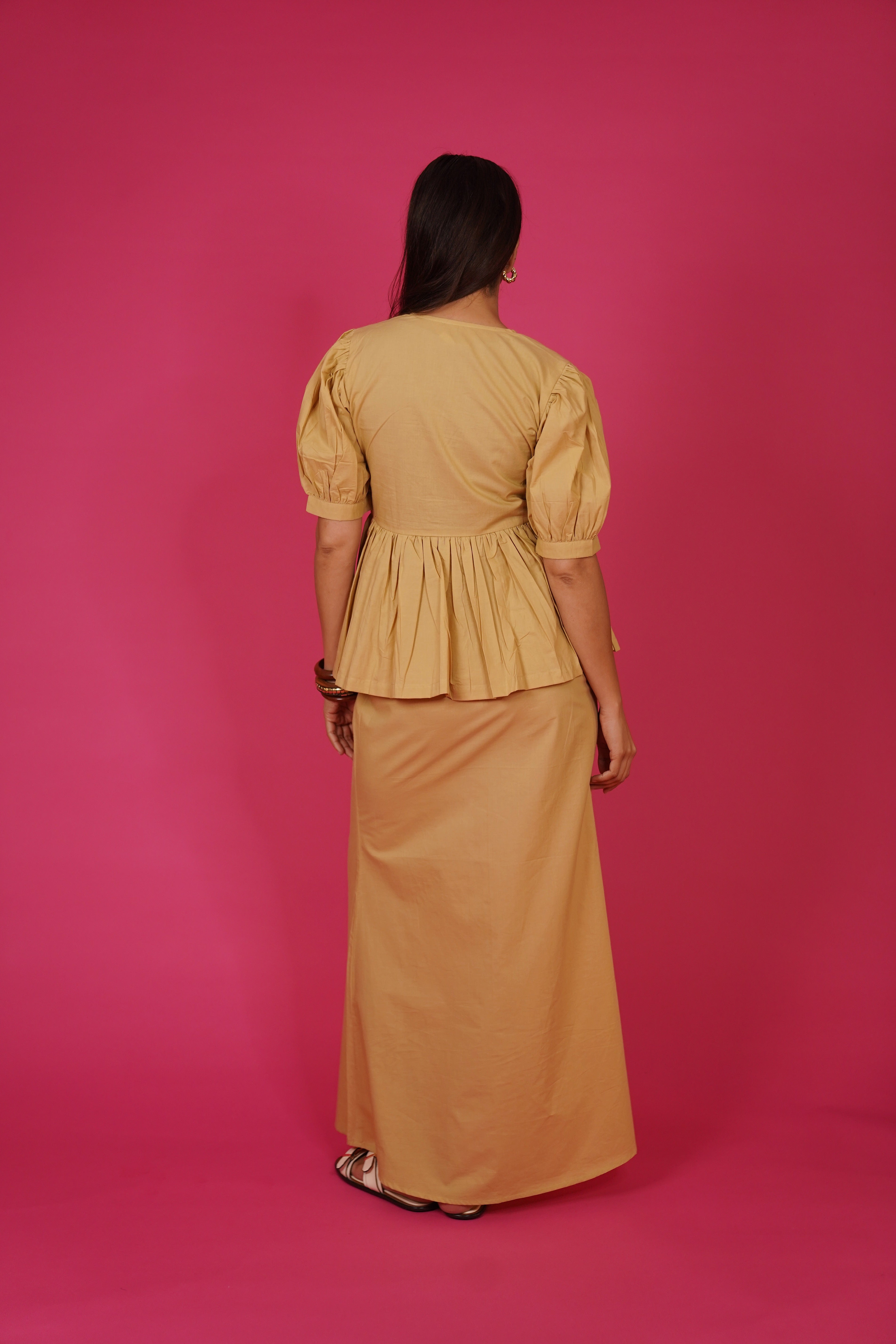 Navdana Beige Front Tie Top & Maxi Skirt Resort Set – Sahara