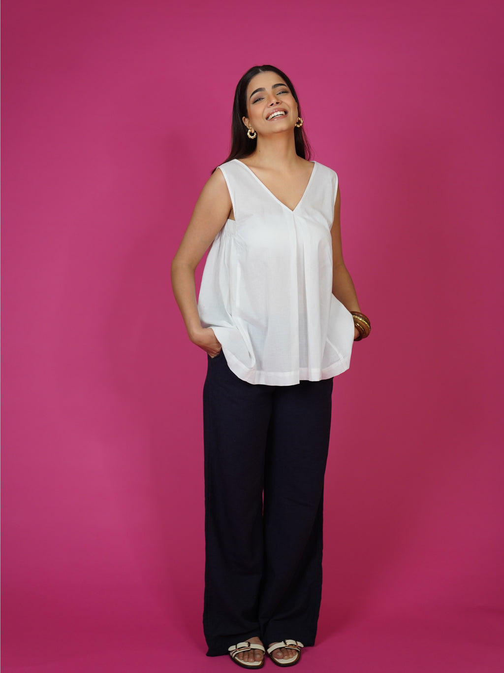 Navdana White Everyday Cotton Top – Zoya