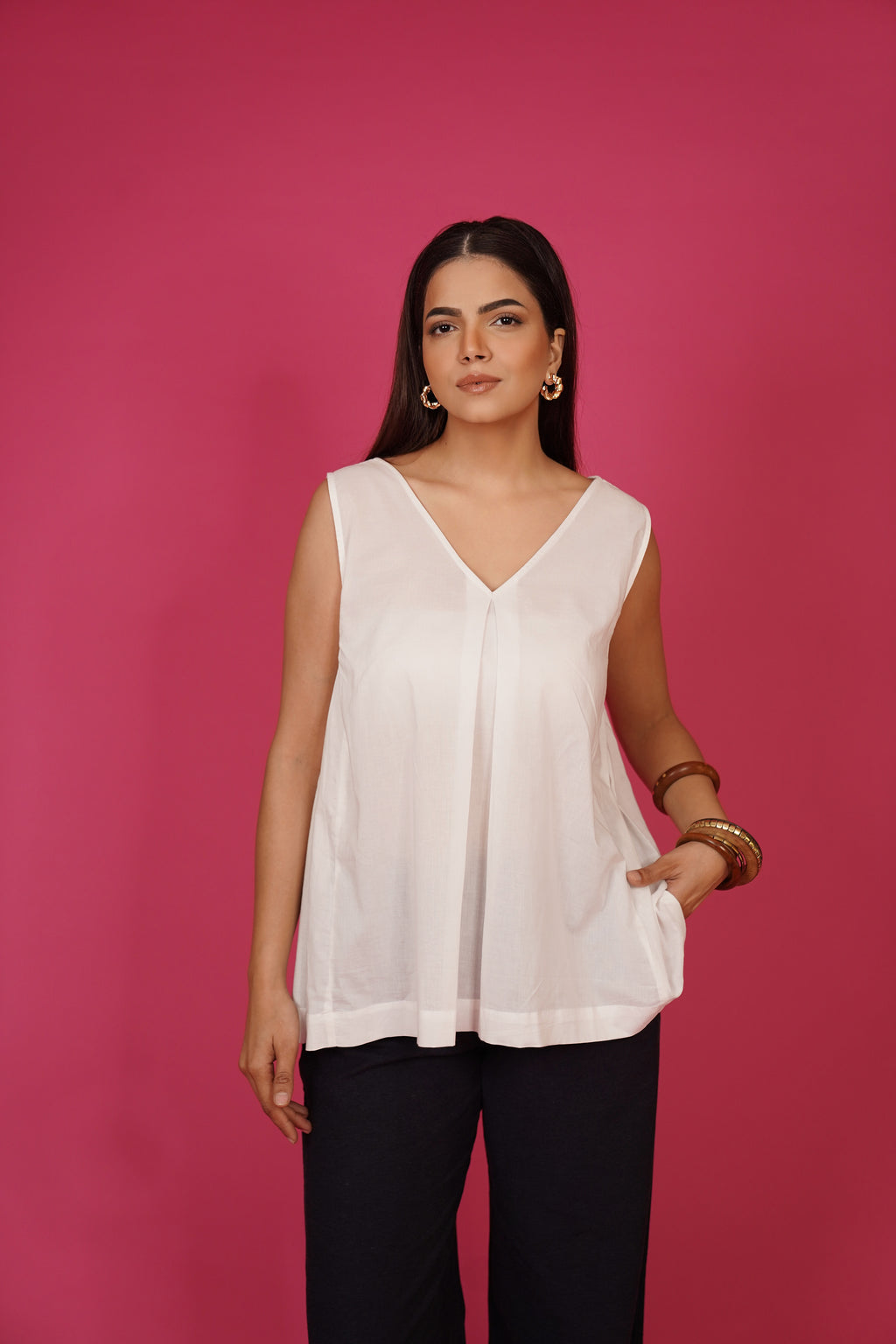 Navdana White Everyday Cotton Top – Zoya
