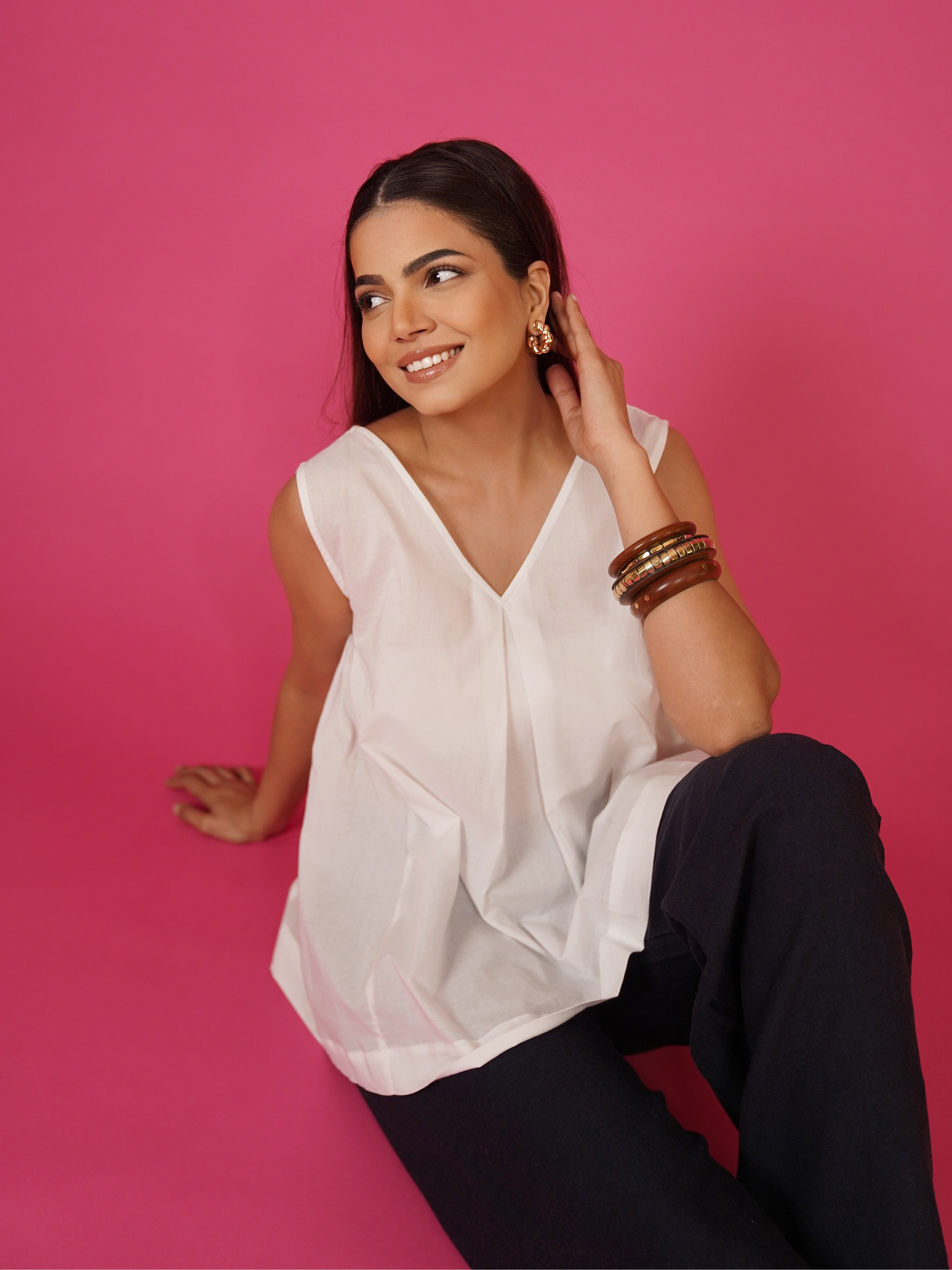 Navdana White Everyday Cotton Top – Zoya