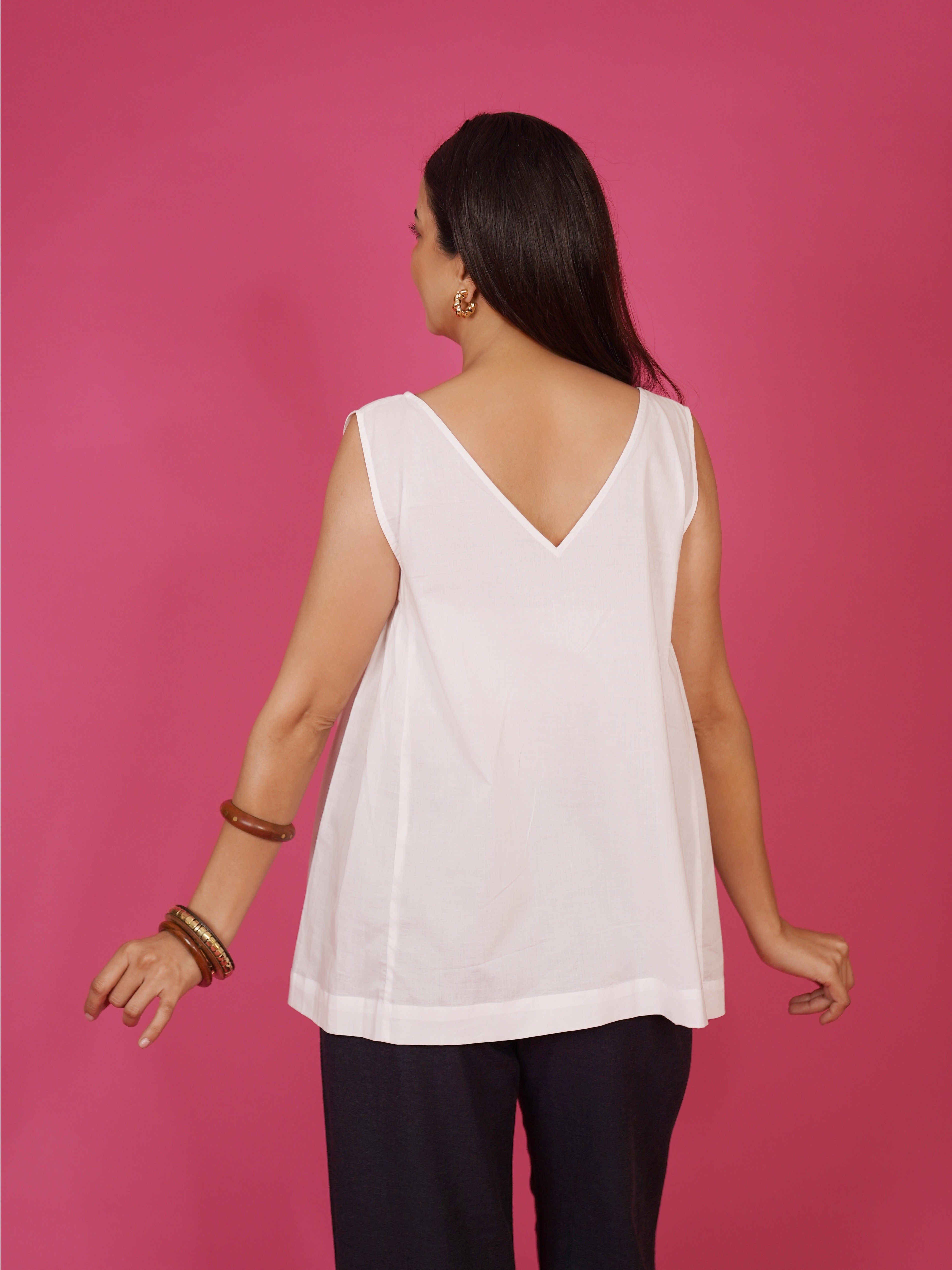 Navdana White Everyday Cotton Top – Zoya