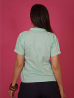 Navdana Green Buttoned V Neck Cotton Top – Lana