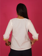 Navdana White V Neck Cotton Top – Jina