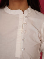 Navdana White Mandarin Collar Cotton Top – Nita