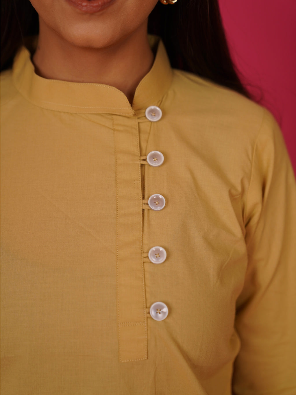 Navdana Beige Mandarin Collar Cotton Top – Rita