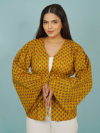 Navdana Mustard Front Tie-Up Cotton Top – Kanak