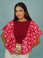 Navdana Pink Flared Cotton Sleeves with Rib Crop Top – Sia