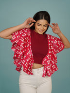 Navdana Pink Flared Cotton Sleeves with Rib Crop Top – Sia