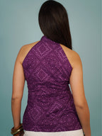 Navdana Purple Bandhej Cotton Top – JAMUNI