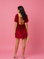 Navdana Velvet Back Tie-Up Red Mini Dress – Blossom