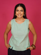 Navdana Green Sleeveless Casual Cotton Top – Jia