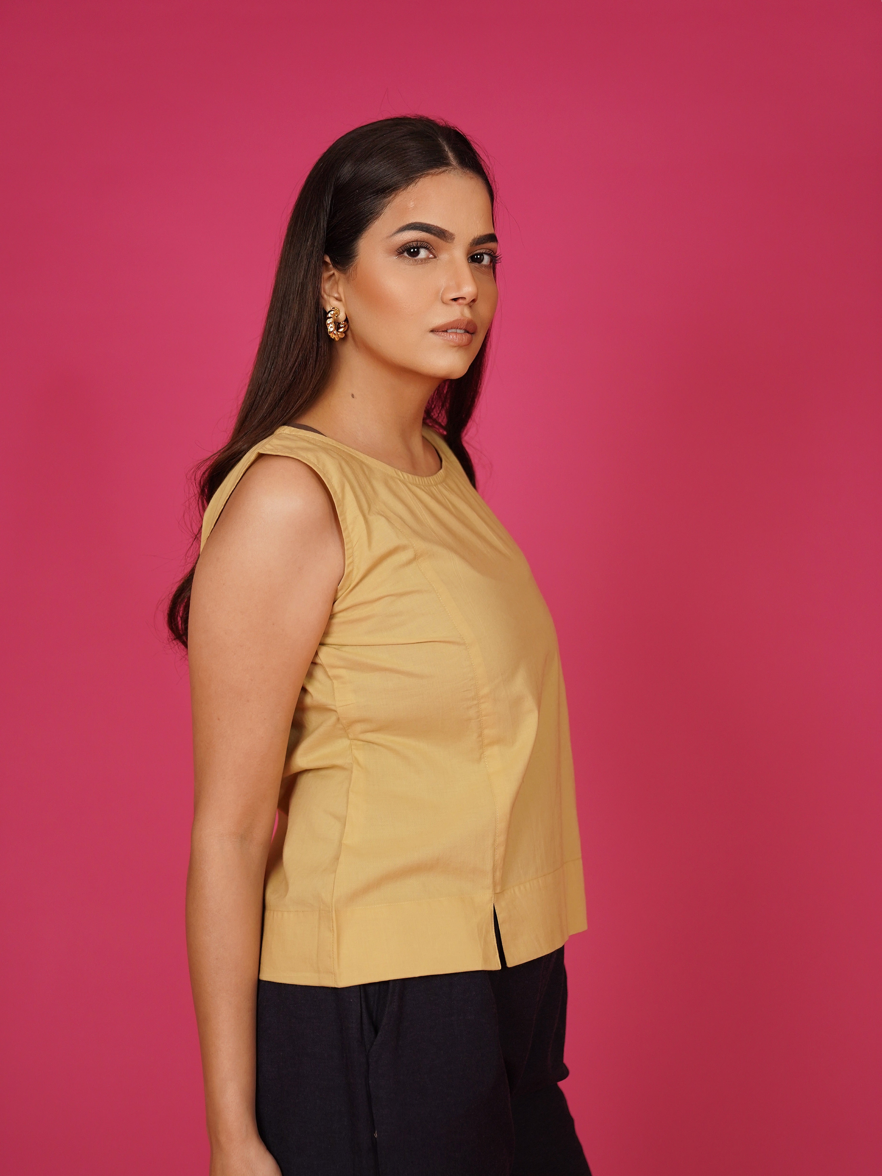 Navdana Beige Cotton Sleeveless Top – Nia